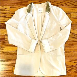 Silence + Noise Cream Blazer with Studded Collar